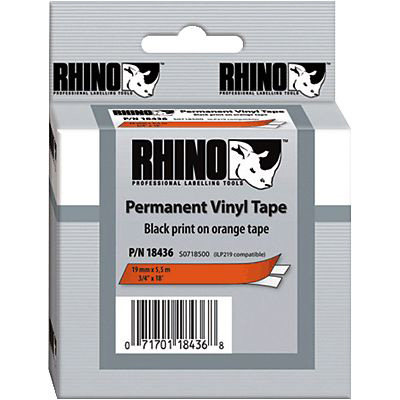 DYMO Beschriftungsband 12mm für Rhino/ S0718490, 12 mm x 5,5 m, schwarz/orange