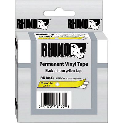 DYMO Beschriftungsband 19mm für Rhino/ S0718470, 19 mm x 5,5 m, schwarz/gelb